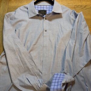 Jos. A. Bank Reserve Men’s Dress Shirt XL – Blue Check Pattern, 100% Cotton